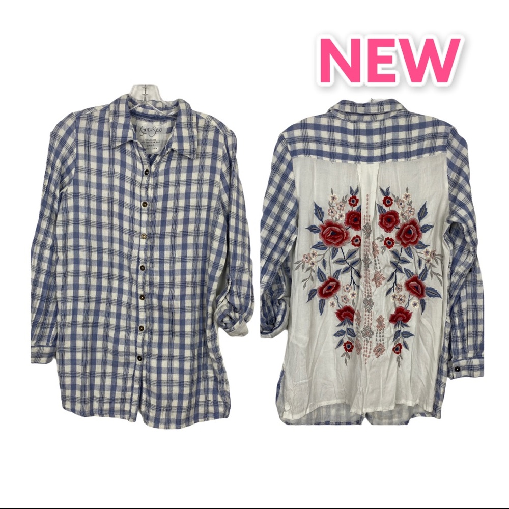 NWT Anthropologie Kyla SEO top  Boho Gingham Small
